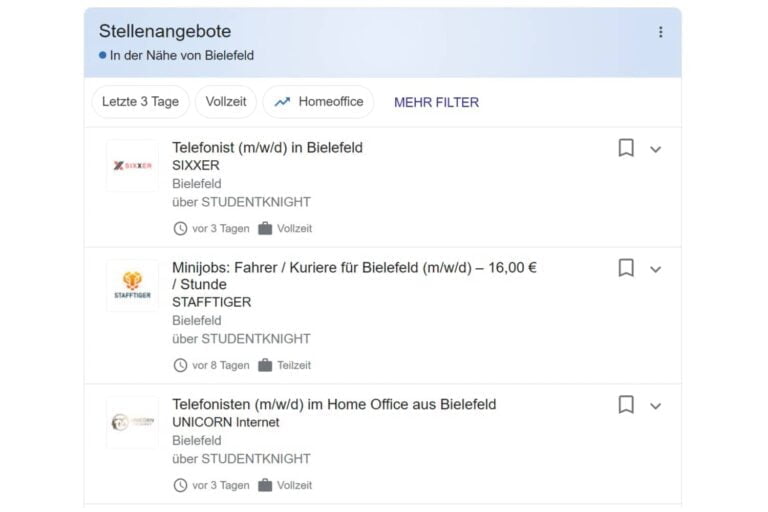 Google-for-Jobs für Handel und Verkauf