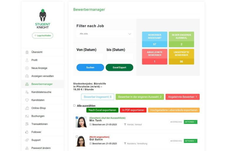 Bewerbermanager für Handel und Verkauf